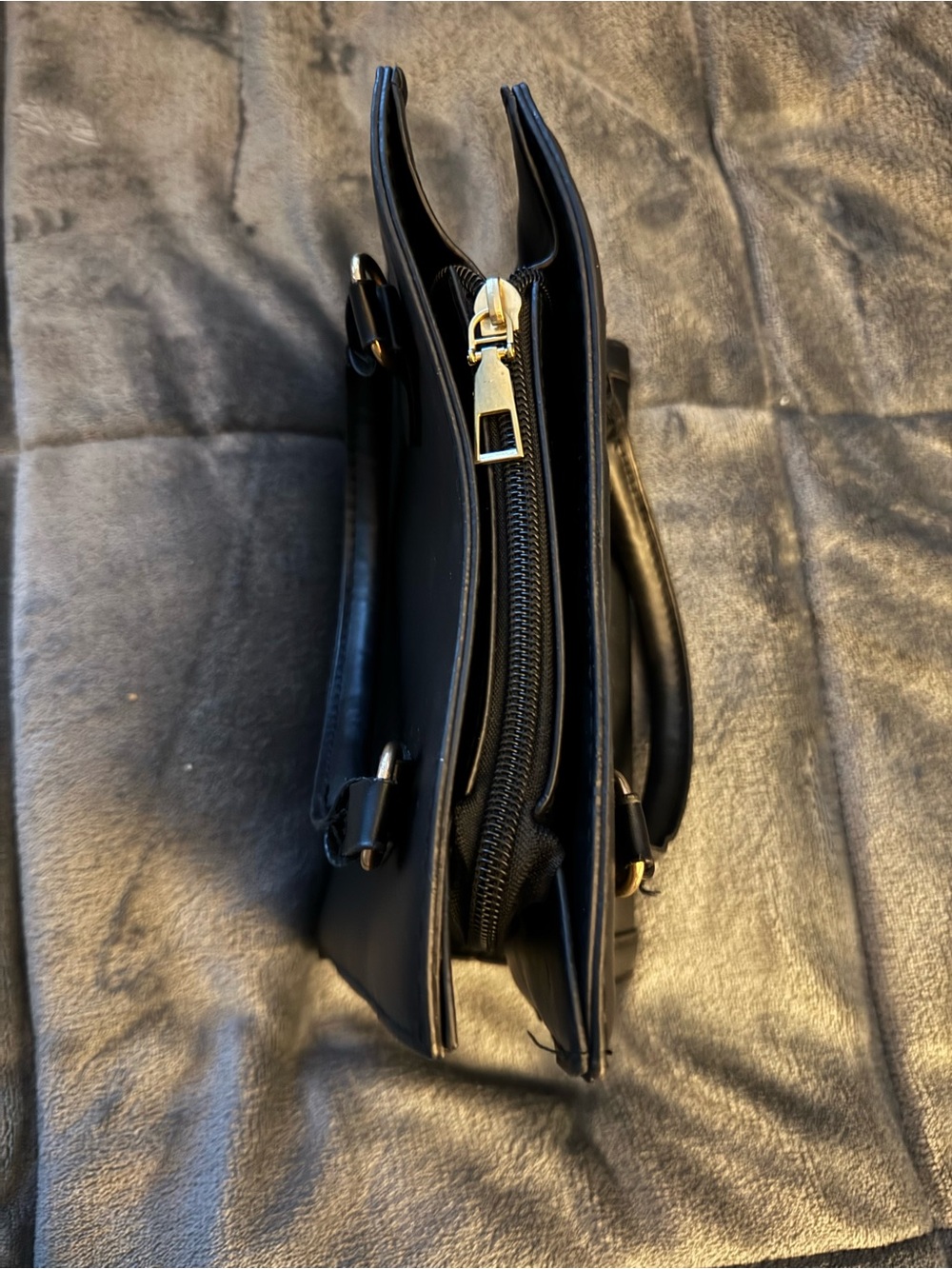Structured Black Top-Handle Satchel - Picture 6 of 9